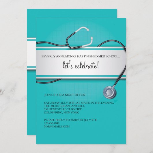 Stethoscope Einladungen (Vorne/Hinten)