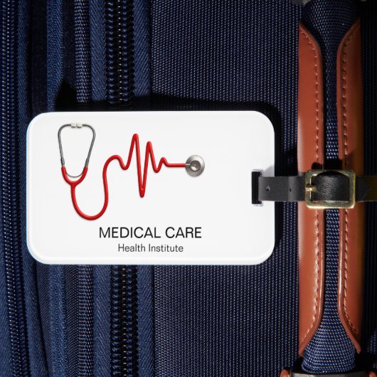 Stethoscope EKG Heartbeat EKG Wave Line Medical Gepäckanhänger (Vorderseite Insitu 4)