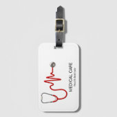 Stethoscope EKG Heartbeat EKG Wave Line Medical Gepäckanhänger (Vorderseite Vertikal)