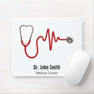 Stethoscope EKG Heartbeat Line ECG Wave Medical Mousepad