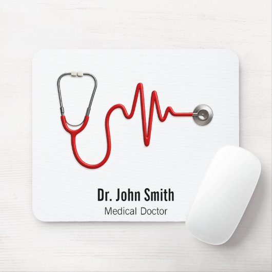 Stethoscope EKG Heartbeat Line ECG Wave Medical Mousepad (Mit Mouse)