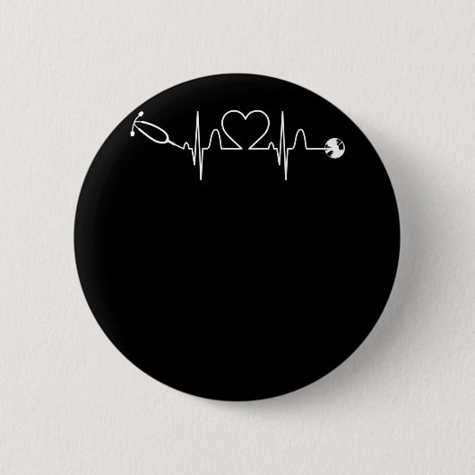 Stethoscope EKG Heartbeat Nurse Heart Hospital Button (Vorderseite)