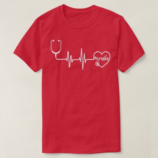 Stethoscope EKG Heartbeat Nurse Life T-Shirt (Design vorne)