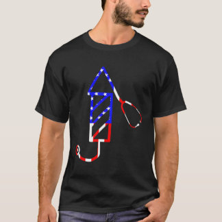 Stethoscope Fireworks 4th July American Flag Nu T-Shirt