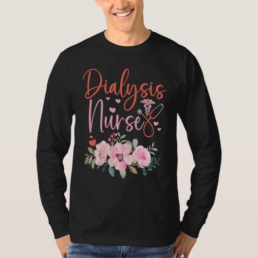 Stethoscope Floral Dialysis Nurse Appreciation T-Shirt (Vorderseite)
