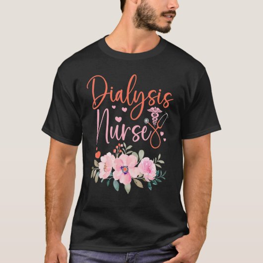 Stethoscope Floral Dialysis Nurse Appreciation T-Shirt (Vorderseite)