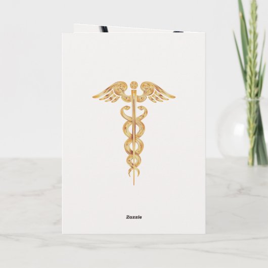 Stethoscope & Gold Caduceus Docgratulation Karte (Rückseite)