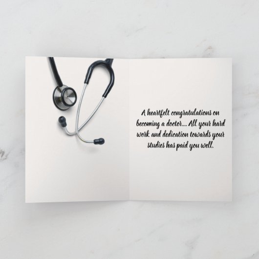 Stethoscope & Gold Caduceus Docgratulation Karte (Innenseite)