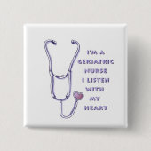 Stethoscope Heart Geriatric Nurse Button (Vorderseite)