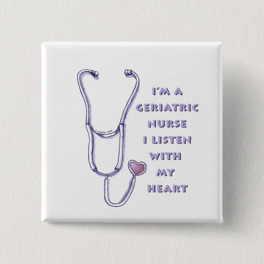 Stethoscope Heart Geriatric Nurse Button (Vorderseite)