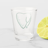 Stethoscope Heart Green Fun Schnapsglas (Rückseite)