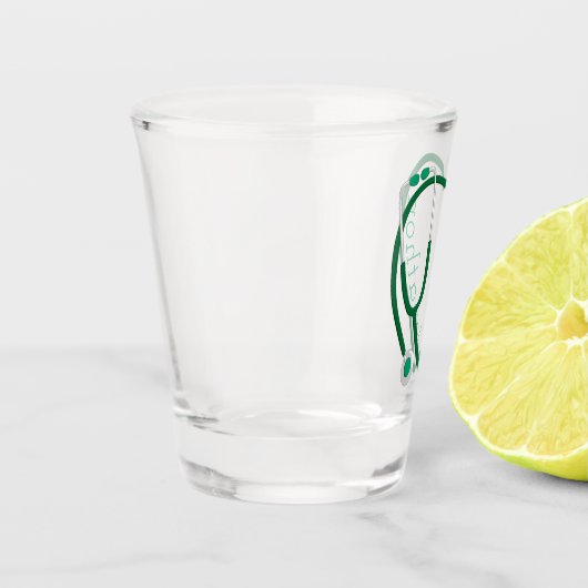 Stethoscope Heart Green Fun Valentine Schnapsglas (Links)