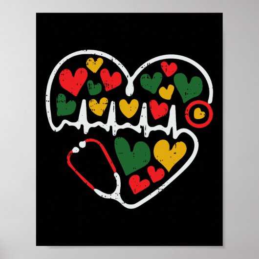 Stethoscope Heart Juneteenth Melanin Nurse African Poster (Vorne)