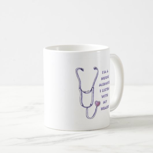 Stethoscope Heart Midfrau Nurse Kaffeetasse (VorderseiteRechts)