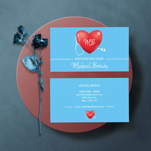 Stethoscope Heart Nurse Doctor Blue Visitenkarte