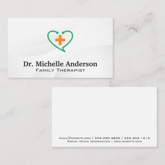 Stethoscope Heart Plus Logo Visitenkarte (Vorne/Hinten)