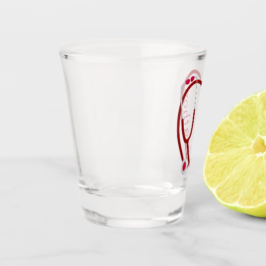 Stethoscope Heart Red Fun Schnapsglas (Links)