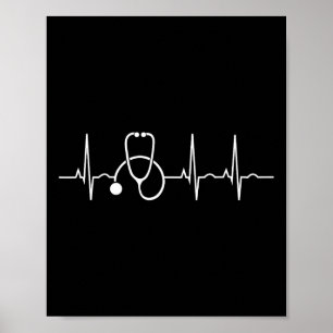 Stethoscope Heartbeat Ekg Krankenpflege Coo Poster