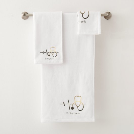 Stethoscope Heartbeat Medical Badhandtuch Set (Insitu)