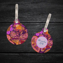 Stethoscope ID Name Tag Paisley Lila Haustiermarke