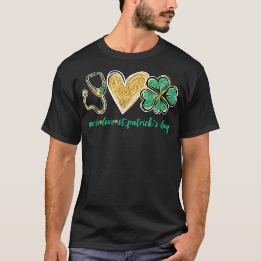 Stethoscope Liebe Kleeblatt Nurse St Patrick's Day T-Shirt (Vorderseite)