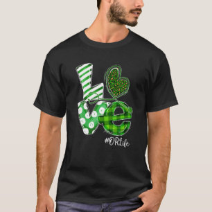 Stethoscope Liebe OR Life Nurse Kariert St Patrick T-Shirt