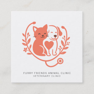 Stethoscope-Logo für Tierärztliche Benennung und Quadratische Visitenkarte