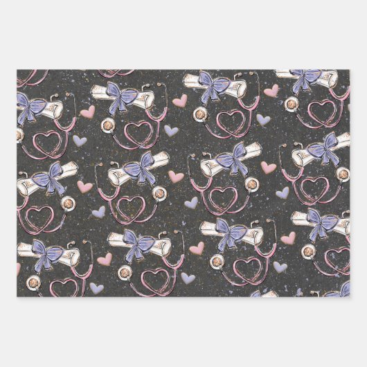 Stethoscope Medical Abschluss Geschenkpapier Set (Vorderseite)