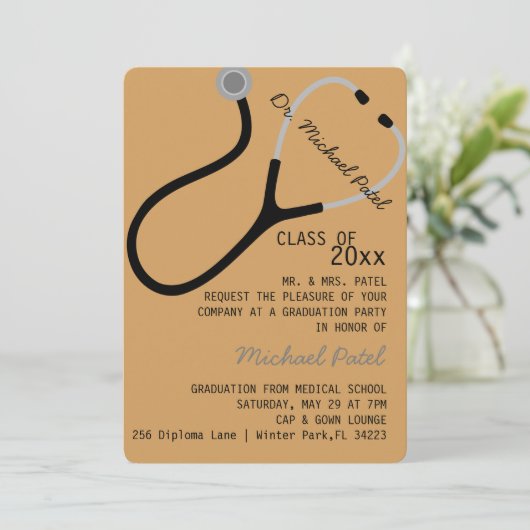 Stethoscope Medical Doctor Abschluss Ankündigung (Stehend Vorderseite)