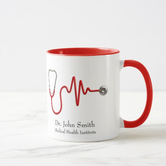 Stethoscope Medical ECG Wave EKG Heartbeat Line Tasse (Rechts)