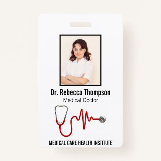 Stethoscope Medical ECG Wave EKG Line | Foto-ID Ausweis (Vorderseite)