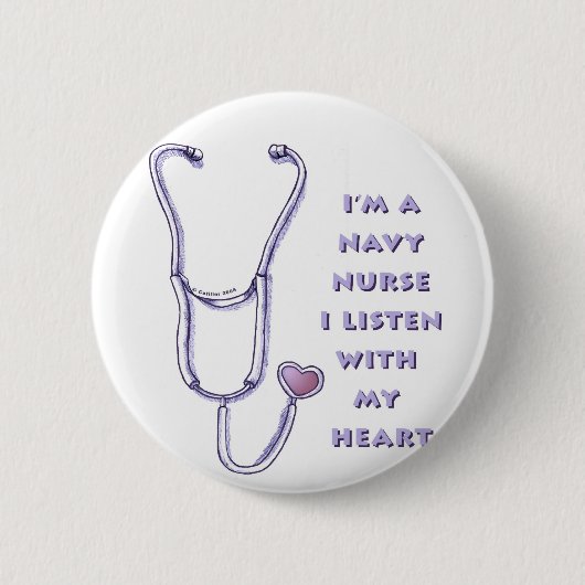 Stethoscope Navy Button (Vorderseite)