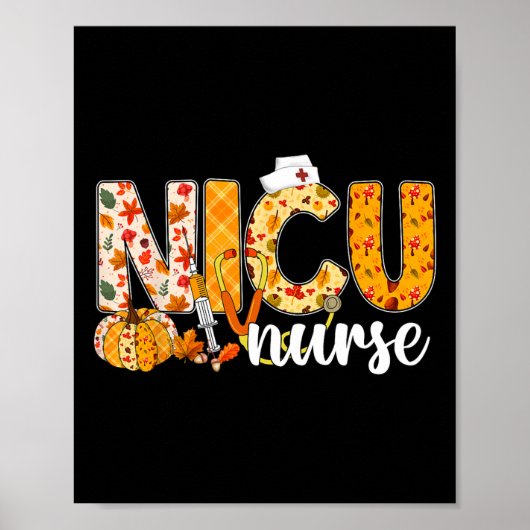 Stethoscope Nicu Nurse Fall Yall Herbstverlässt al Poster (Vorne)
