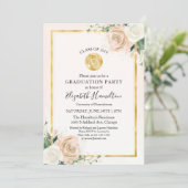 Stethoscope Nursing School Grad Party Foto Floral Einladung (Stehend Vorderseite)