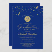 Stethoscope Nursing School Grad Party Gold Blue Einladung (Vorne/Hinten)