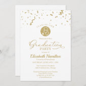 Stethoscope Nursing School Grad Party Gold White Einladung (Vorne/Hinten)