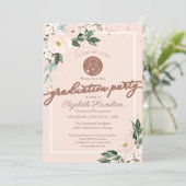 Stethoscope Nursing School Grad Party Pink Floral Einladung (Stehend Vorderseite)