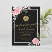 Stethoscope Nursing School Grad Party Pink Floral Einladung (Stehend Vorderseite)