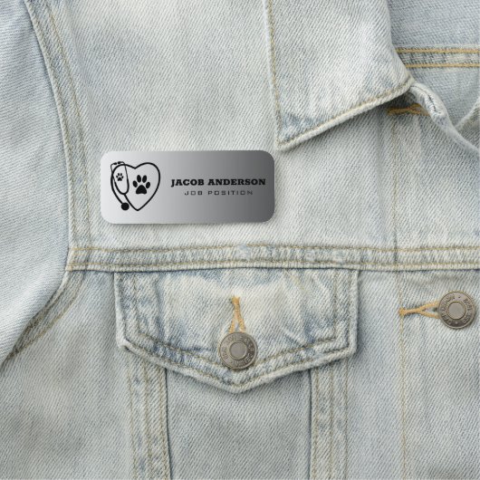 Stethoscope & Paw Print Namensschild (Beispiel)