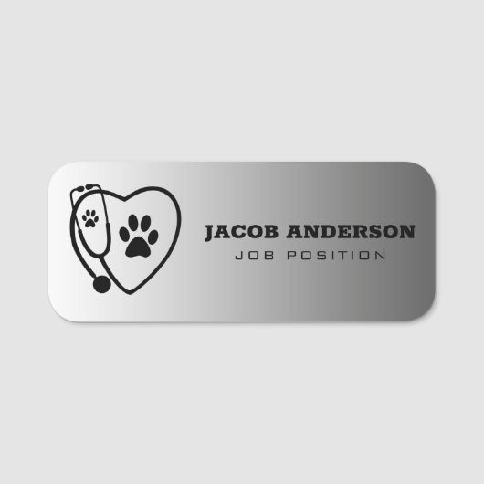 Stethoscope & Paw Print Namensschild (Vorderseite)