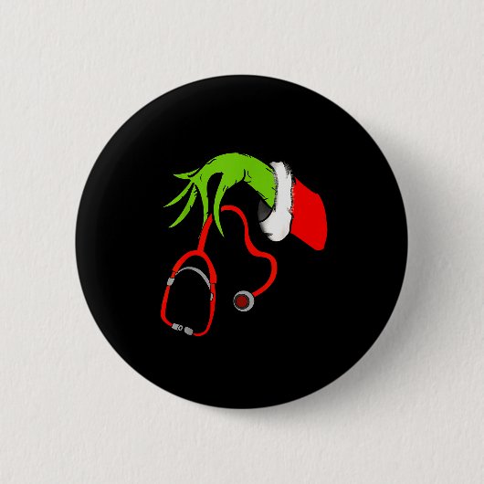 Stethoscope Santa Funny Christmas Xmas Nurse Nursi Button (Vorderseite)