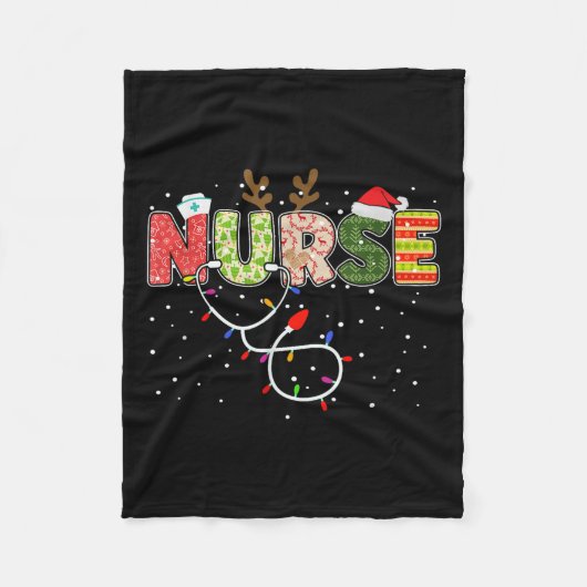 Stethoscope Santa Hat Reindeer Xmas Christmas Nurs Fleecedecke (Vorderseite)
