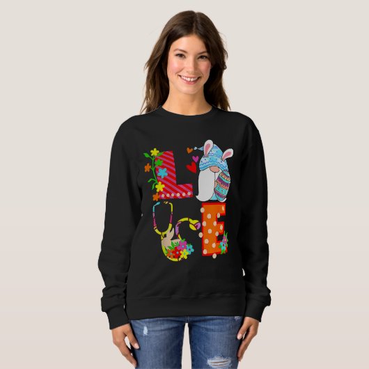Stethoscope Scrub Life Nurse Bunny Easter Day Sweatshirt (Vorne ganz)