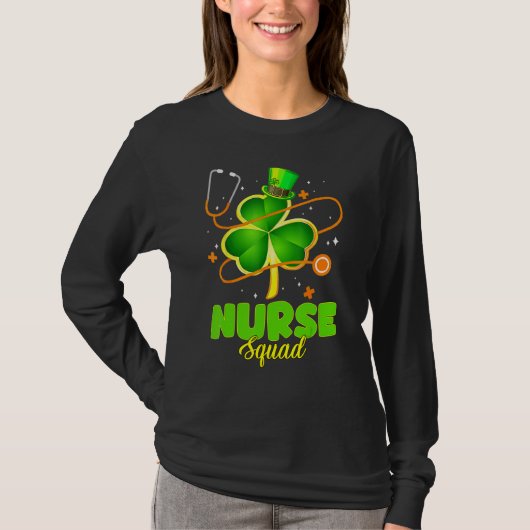 Stethoscope Shamrock Nurse Squad St Patrick Day Wo T-Shirt (Vorderseite)