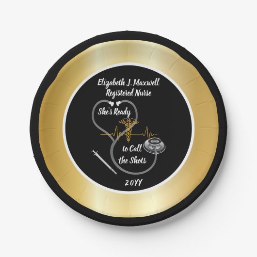 Stethoscope | Sie ist bereit, die Shots anzurufen Pappteller (Vorderseite)