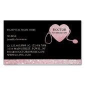 Stethoscope Sparkle Herz Pink Black Magnetische Visitenkarte (Vorderseite)