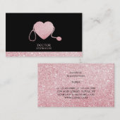 Stethoscope Sparkling Heart Visitenkarte (Vorne/Hinten)