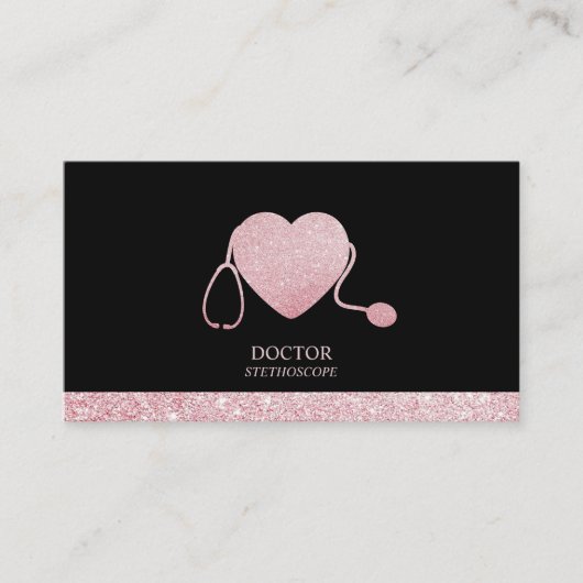 Stethoscope Sparkling Heart Visitenkarte (Vorderseite)