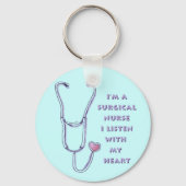 Stethoscope Surgical Nurse custom name keychain Schlüsselanhänger (Vorderseite)