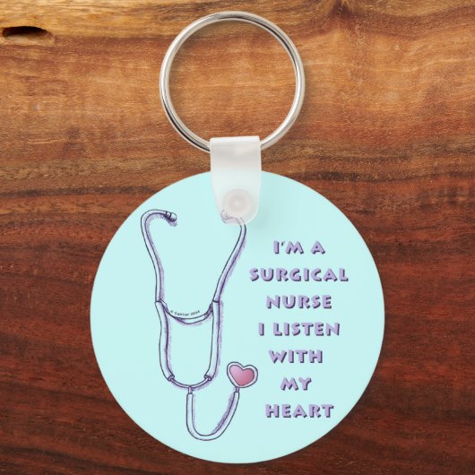 Stethoscope Surgical Nurse custom name keychain Schlüsselanhänger (Vorderseite)